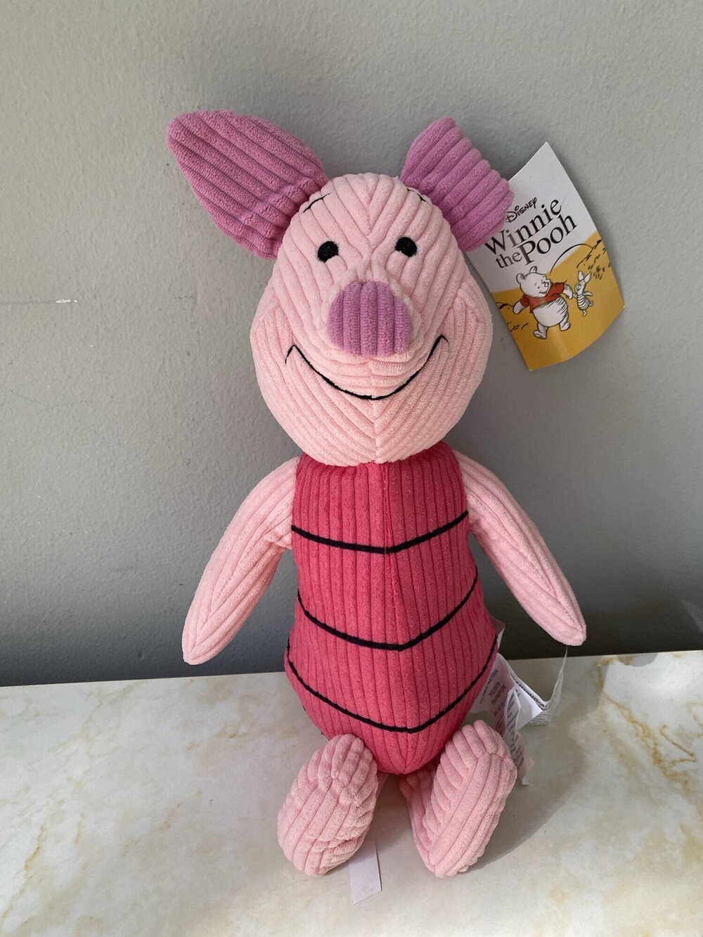 New With Tags Disney Winnie the Pooh Piglet Pink Ribbed Plush Character Pillow